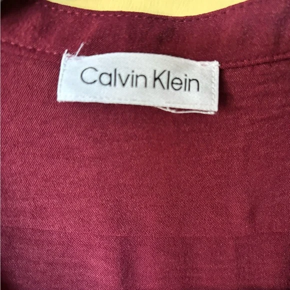 Calvin Klein Women's Burgundy Button-Down Shirt - Picture 2 of 5